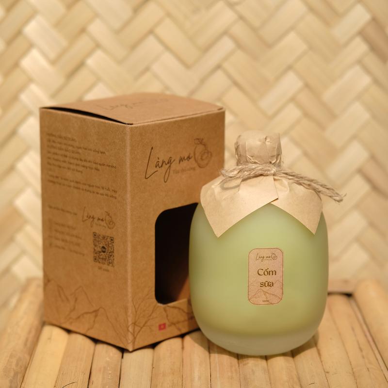  Làng Mơ – Cốm Sữa Thủ Công Đặc Sản Tây Bắc 500ml Chai Thủy Tinh Vỏ Hộp Kraft Từ Hạt Cốm Non 