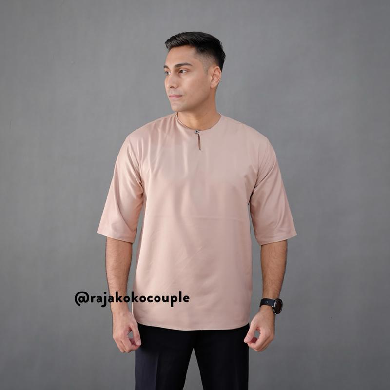 Koko Premium  Toyobo kancing satu Lengan 3/4 Koko Kurta polos Pria Modern dan Nyaman untuk Segala Kesempatan