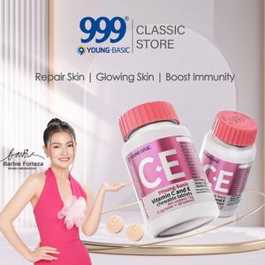 Vitamin C dan E Tablet kunyah, 9YOUNG-BASIC, 1 Botol 60 Tablet, Suplemen Vitamin C & E, Mencerahkan Tona Kulit dan Menghidratkan Kulit, Rendah Kalori