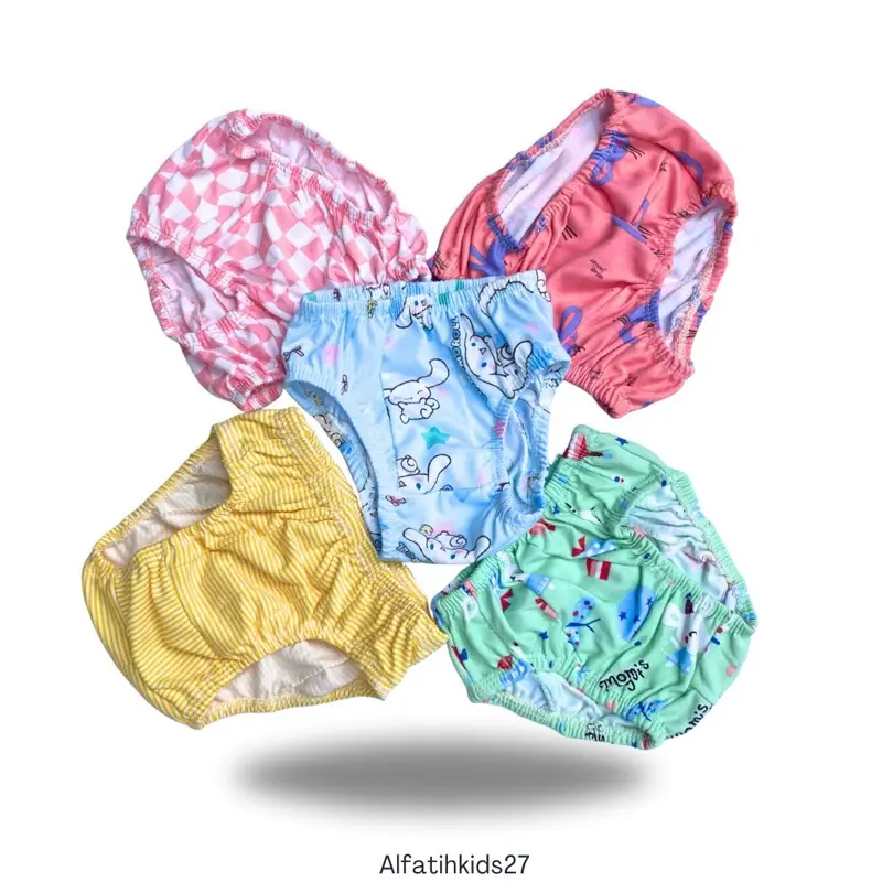 Alfatihkids27 4pcs Celana Dalam Anak Libby Velvet Printing babydoll Laki-laki Perempuan Katun Libby Velvet Usia 1-7 Tahun Pakain Dalam Motif Unisex