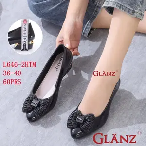 Glanz Sepatu Karet Jelly Bunga Pita Hitam L646-2HTM 36-40 60PRS Tinggi 3 Cm Glanz Type L646 Pita MW GLANZ