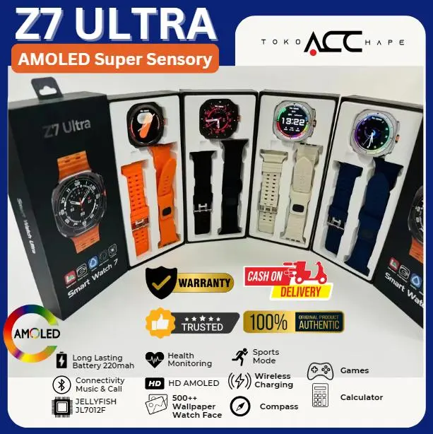 OUTDOOR SMARTWATCH Z7 ULTRA AMOLED & IP68 Support iOS & Android Bluetooth Layar Chipset Jam Bracelet