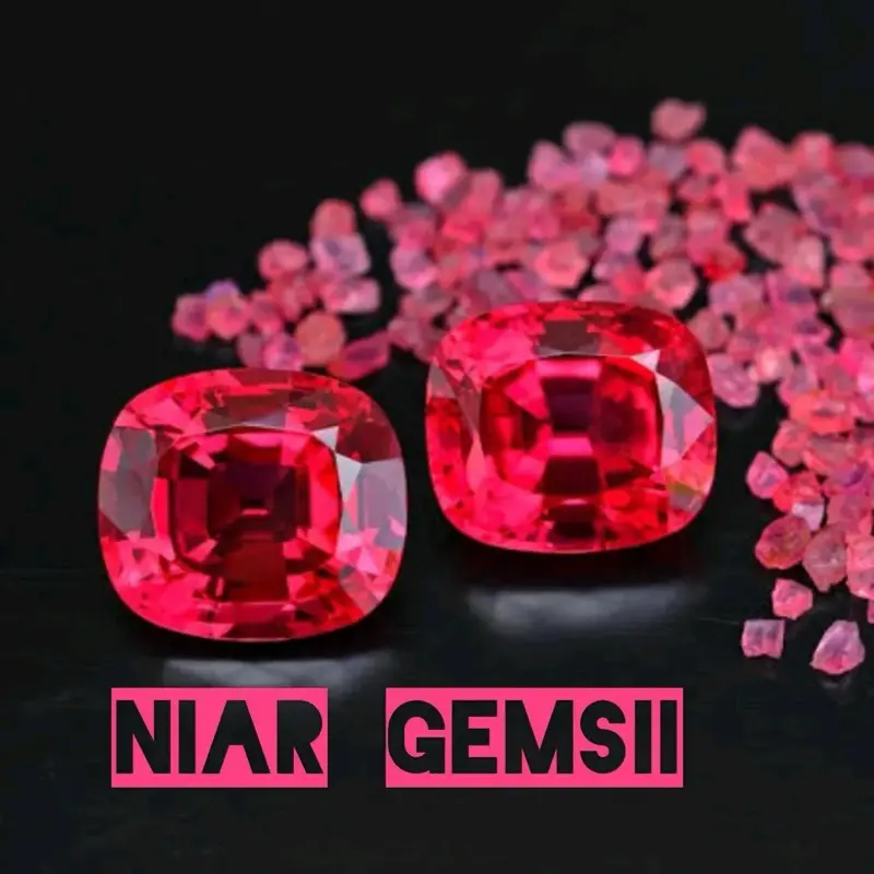 Niar Gemsii Batu Permata Merah Muda Berkilauan dengan Potongan Square Cut untuk Aksesori Elegan