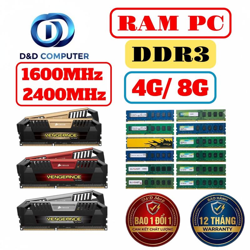 RAM PC DDR3/ D3 8G/ 4G BUS 2400/ 1866/ 1600 CÁC HÃNG - QUA SỬ DỤNG