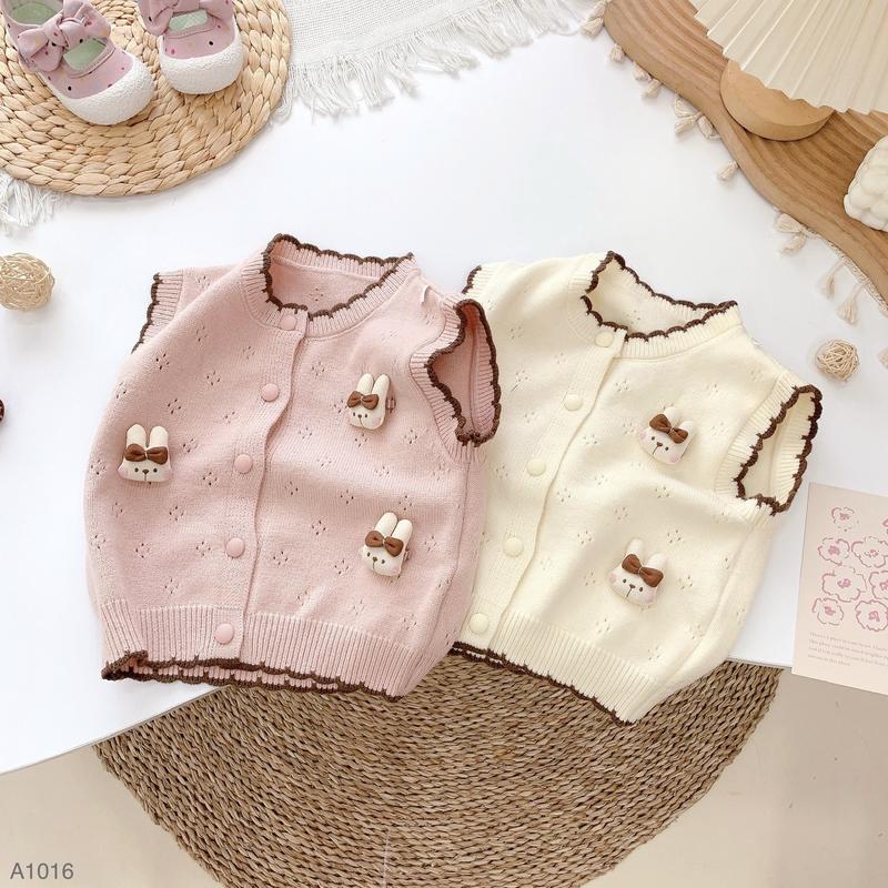 Hey Susie A1016- Gile Len Thỏ Nơ Hồng/Kem Cho Bé Gái Size 9-20kg