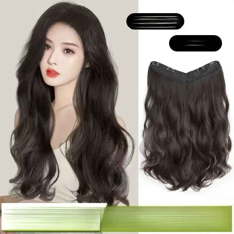One-Piece Curly Hair Big Wave Hair Extension Fluffy Invisible Patch Hair Increase Volume Hair Piece