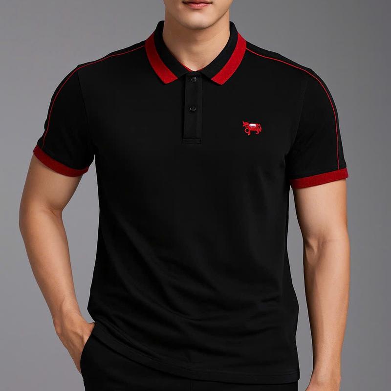  ÁO THUN POLO VẢI POLY THÊU NGỰA PHỐI LÓE VIỀN TAY ĐỎ SANG TRỌNG LỊCH LÃM 