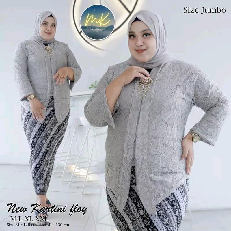 Setelan Kebaya Jumbo Ld 130 Baju Kebaya kondangan Big Size Floy Brokat Lengan 7/8 4