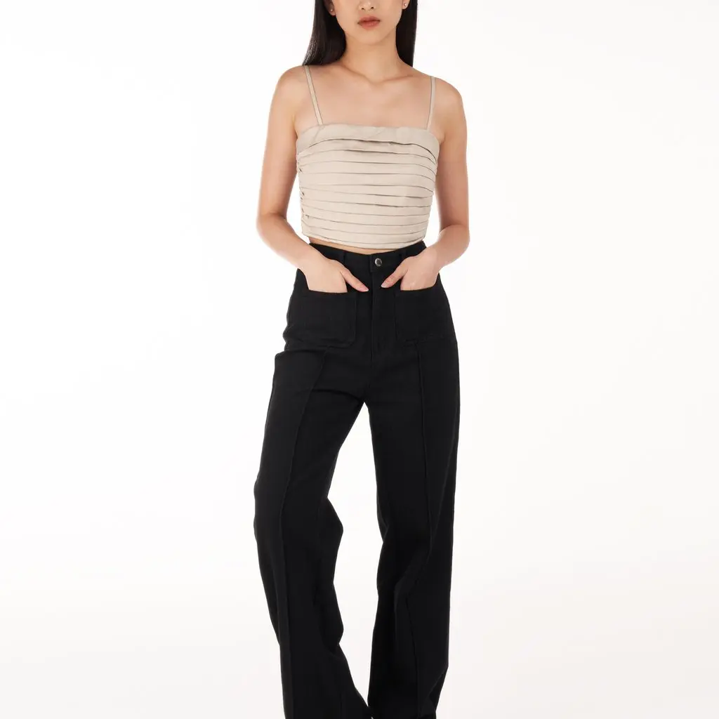 THECLOSETLOVER ELLEN PLEATED TOP IN STONE