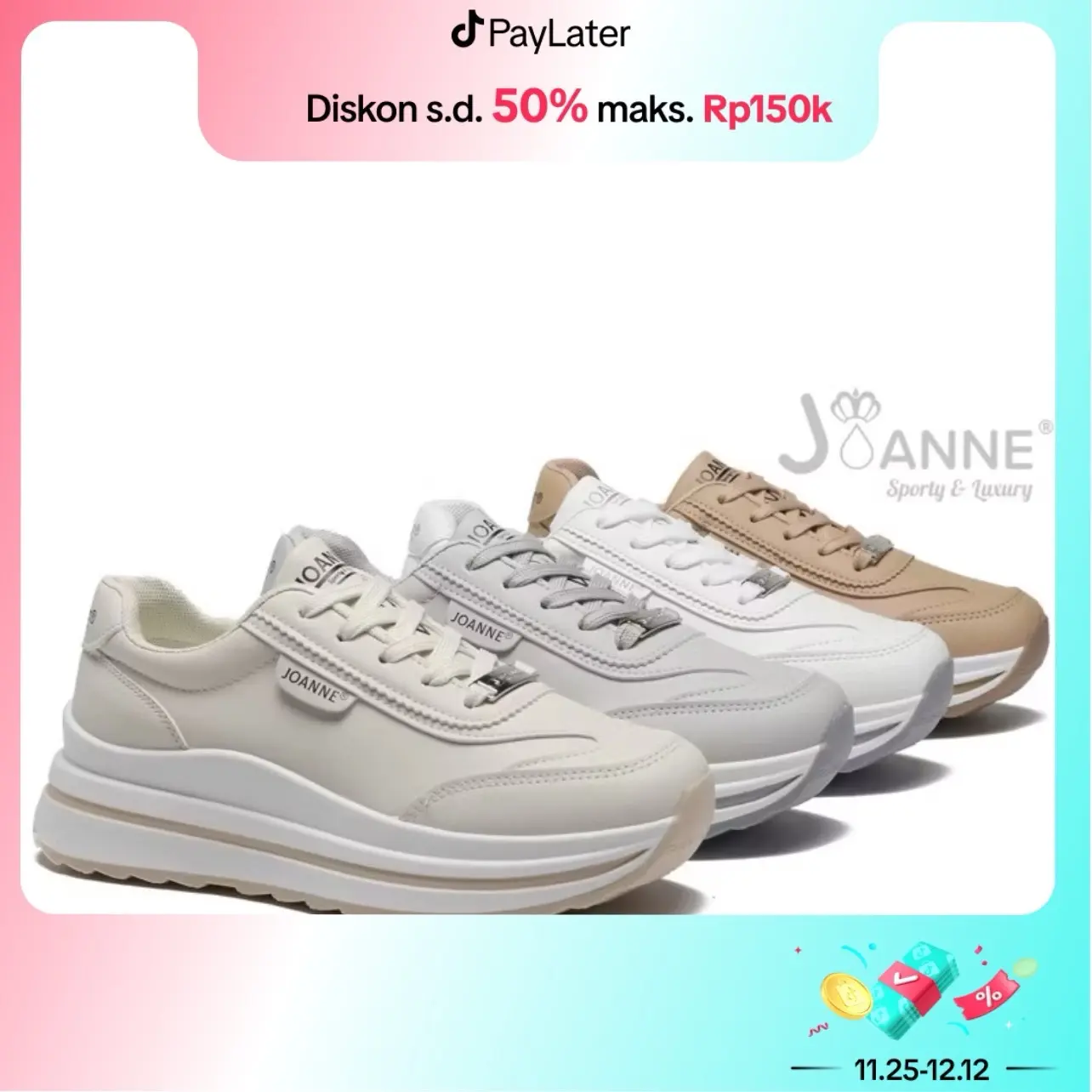 JOANNE Casual Sport Sneakers Shoes Olahraga Wanita JN107