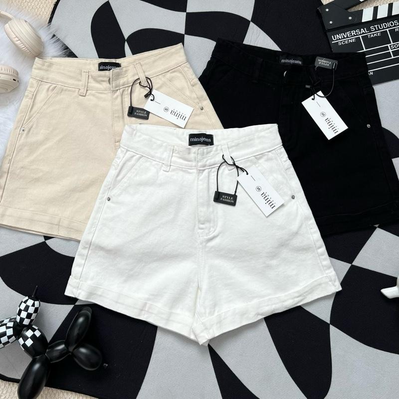 XẢ KHO Quần Sọt Jean Nữ Lai Lật Phối Túi Chéo Nhiều Màu Vải Mềm Mịn