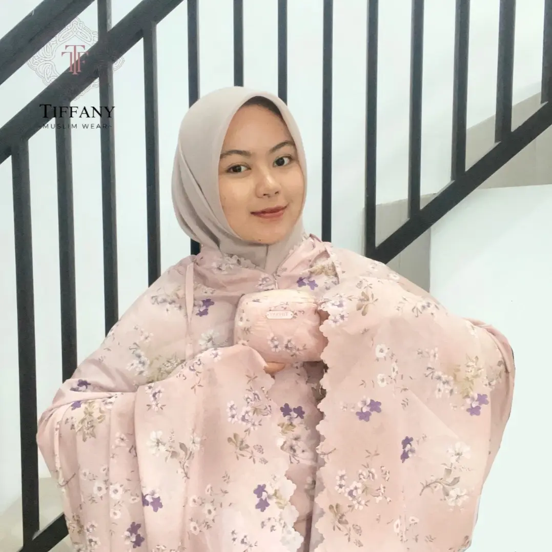Tiffany | Mukena Traveling Dewasa Motif Lasercut  Mini Pouch 2in1 Parasut Korea (Free Sajadah)