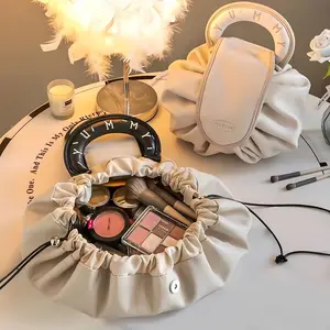 TANTOMI Tas Make Up Kosmetik Pouch Makeup Lucu Make Up Traveling Bag Tas Lazy Magic Travel Kulit dengan Desain Unik dan Fungsi Praktis Wanita