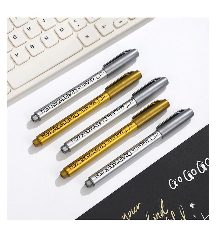 Product Introduction of JIANWU 4Pcs/Set Gold Silver Metallic Color Paintbrush Pen Student Drawing Highlighter Markers Writing School Supplies Stationery 14