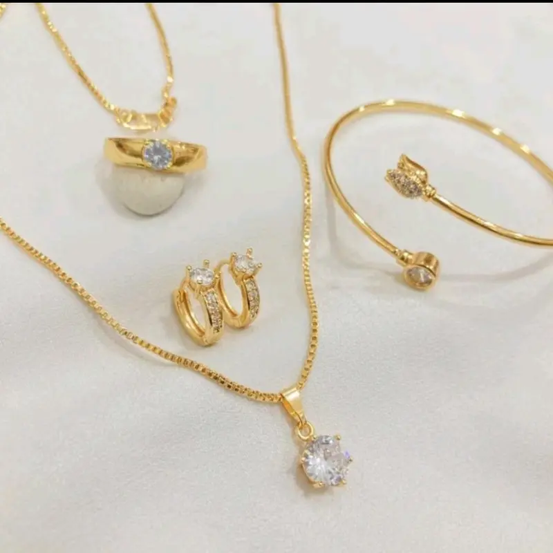 satu set perhiasan titanium di lapis emas aksesoris wanita set perhiasan mata satu Gold 0