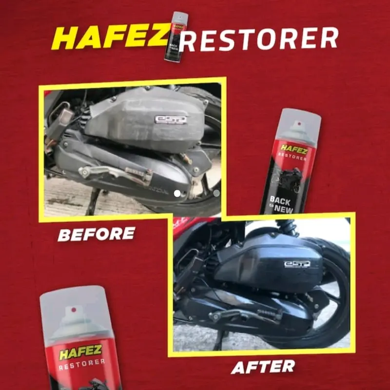Hafez Restorer pembersih pengkilap body motor dan mobil - 400ml Original Kendaraan Car Semprot Microfiber 4