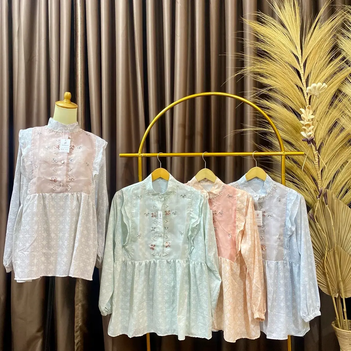 Blouse Wanita - Kamilla Blouse Organza Payet Premium dan Mewah Atasan Wanita Baju Lengan Panjang