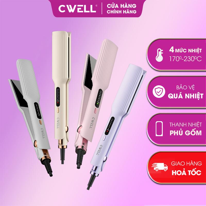 Máy ép tóc, duỗi tóc bản to CWELL C102 thế hệ mới, uốn duỗi 2in1, 4 mức nhiệt tạo kiểu, bản ép lớn 4.5cm, có màn hình LED - BH 12 tháng