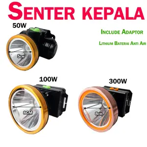 Senter kepala 50w 200w 300w Putih / Kuning body besar / kecil super terang head Lamp Fokus Harga Grosir murah