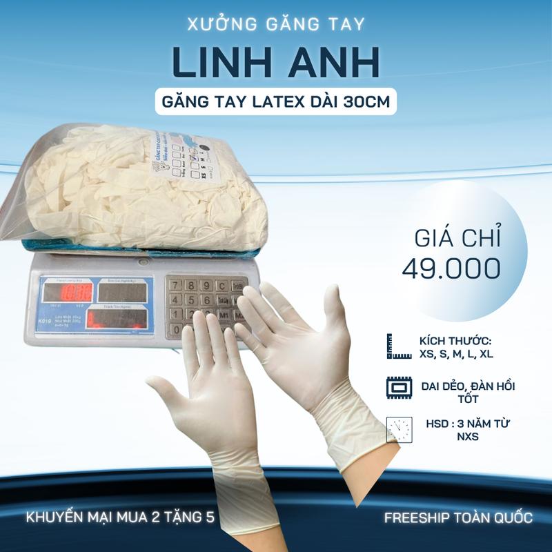 Combo 3kg Găng Tay Cao Su Latex Tay Dài 30cm Có Bột và Không Bột - 1 kg Rửa Bát Chống Nước Đồng