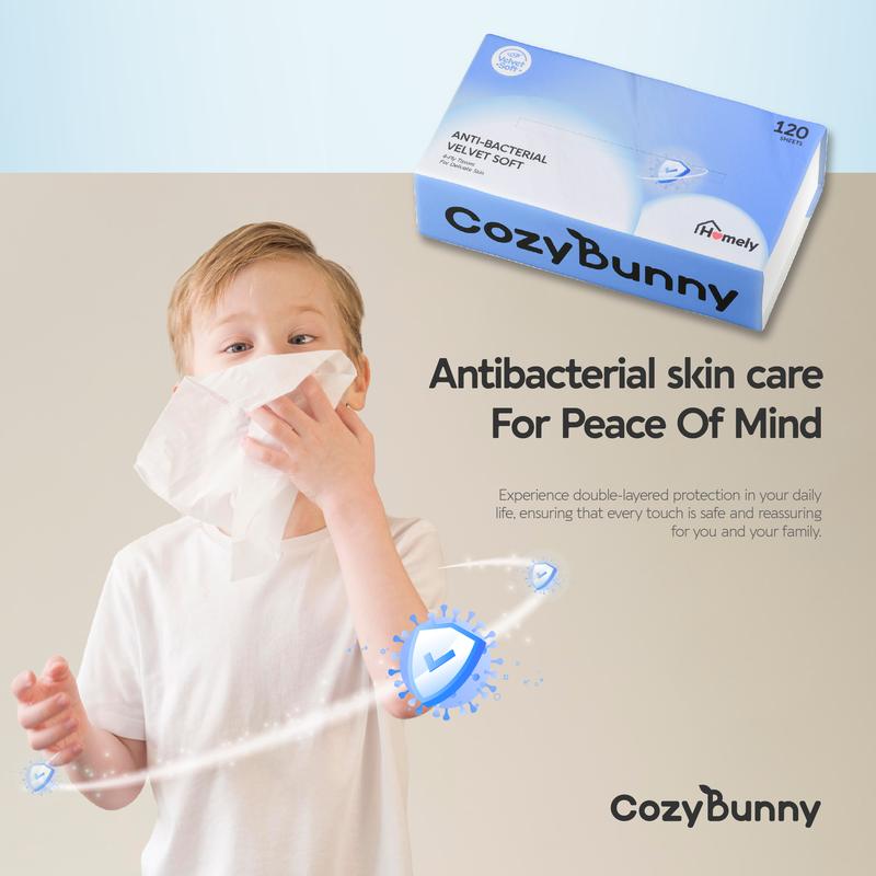 Product Introduction of CozyBunny Blissful Experience Box, Velvet Soft Lotion Facial Tissues, Velvet Soft Lotion Antibacterial Facial Tissues (Total 24 Packs- 1600 Sheets; 4Ply) (with less than $1 per pack) 12