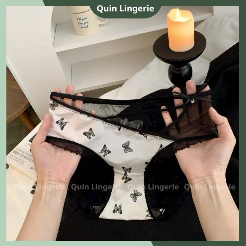 Combo 5 Quần Lót Nữ Lụa Satin Phối Ren Dây Chéo Phong Cách Mới Gợi Cảm Cuốn Hút Đáy Cotton Thoáng Khí Kháng Khuẩn Q056