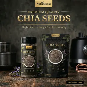 Nutribest Organic Black Chia Seed Kemasan 100g - Rempah Herbal Premium Quality 100% Murni Alami Kaya Serat Sumber Omega-3 Tinggi Antioksidan Protein Nabati Hitam Organik natural