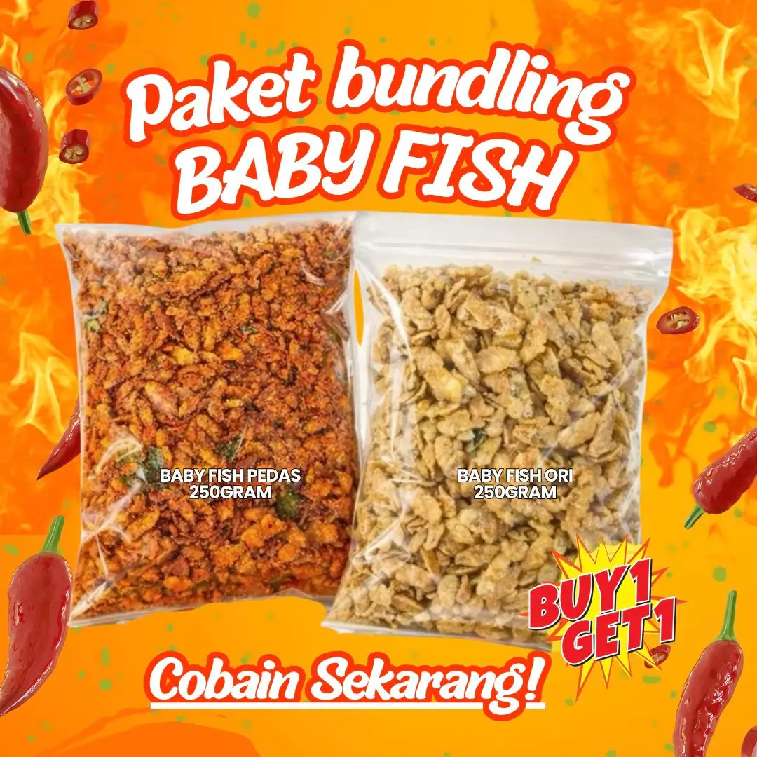 PAKET BUNDLING BABY FISH PEDAS DAN BABY FISH ORIGINAL BUMBU MELIMPAH CIKRUH SNACK FAVORIT CEMILAN VIRAL