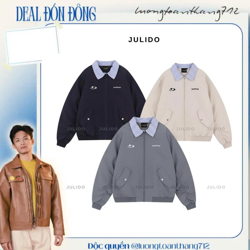 ĐỘC QUYỀN JULIDO x LƯƠNG TOÀN THẮNG Áo Khoác Gió Tay Nhún Cổ Polo Kẻ Chất Liệu Gió Nhám Hai Lớp Cao Cấp Menswear Nam Nữ Phong Cách Thời Trang Hiện Đại Chất Liệu Cao Cấp Hiện Đại