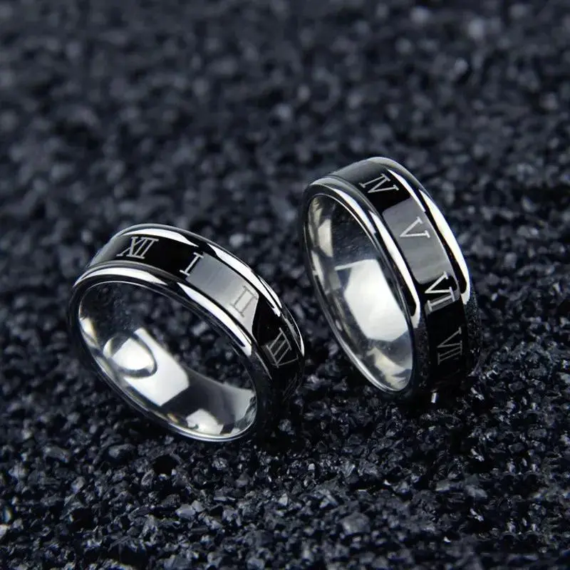 Cincin Unisex Ring Rotatable Angka Romawi Kualitas Import High Quality Keren Elegan