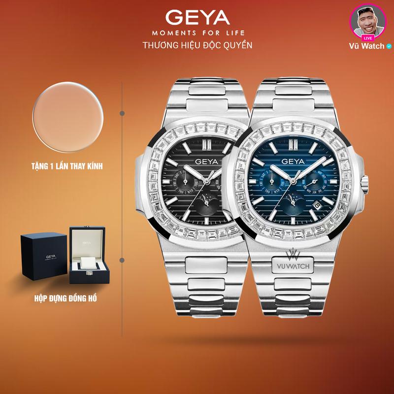 Đồng hồ cơ nam GEYA G78095 [4547] dây kim loại | Tặng 1 lần thay kính miễn phí