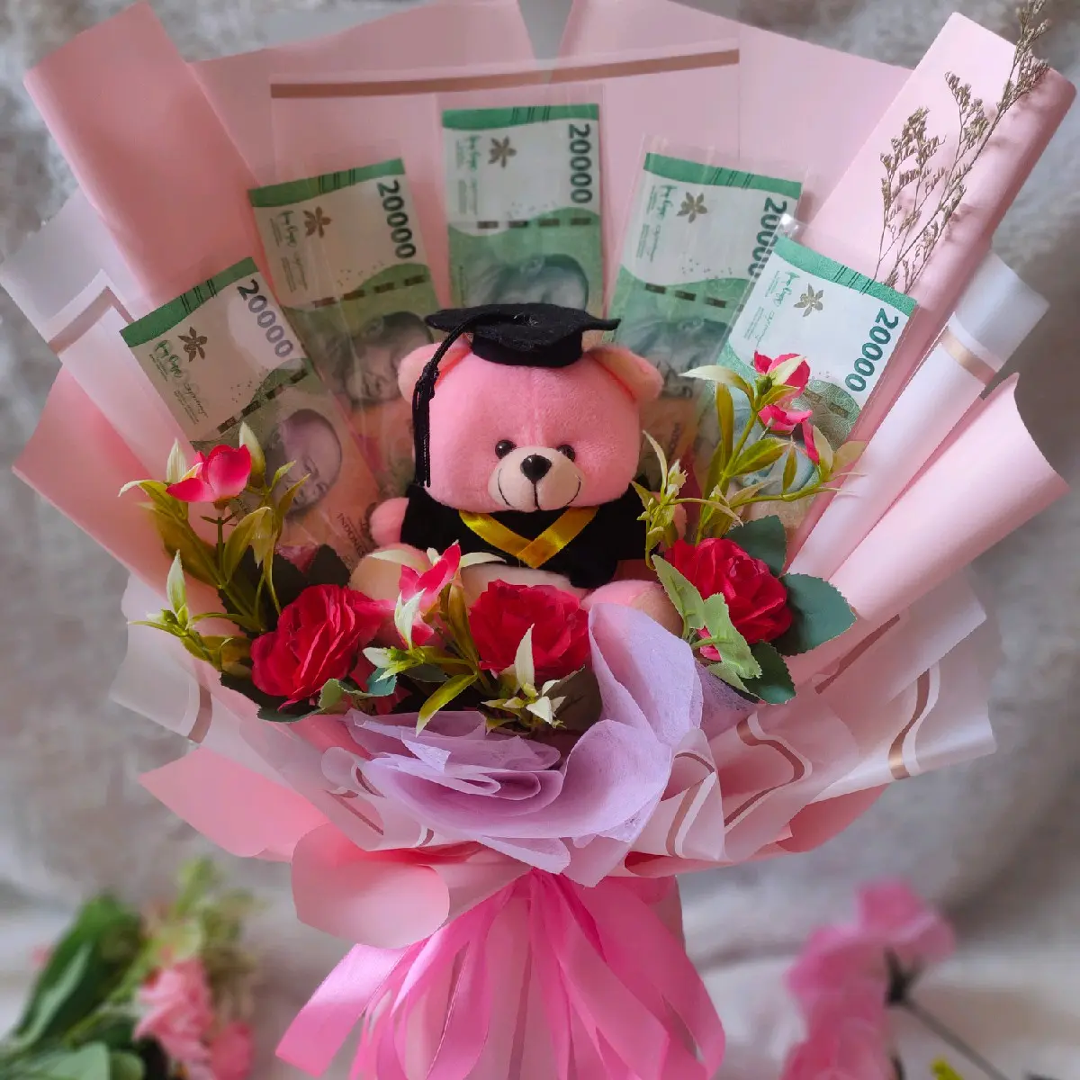 bucket boneka bunga+5 selot plastik kosongan