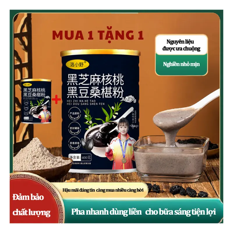 [MUA 1 TẶNG 1] Bột Mè Đen, Óc Chó, Đậu Đen không đường bổ sung bữa sáng và di.nh dưỡ.ng cho người lười, Hộp 400g