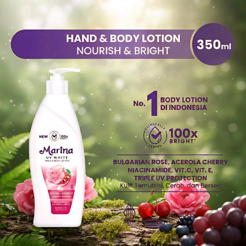 Marina UV White Nourish & Bright Hand & Body Lotion Pump 350ml