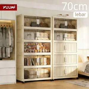 【YUUMI】Lemari Plastik Susun, Panjang 70 cm, Cocok untuk Menyimpan Pakaian, Snack, Mainan dan Berbagai Jenis Barang Lain. Lemari Multifungsi Berganda Lapisan yang Bisa Dilipat, Serta Kotak Penyimpanan Praktis yang Dapat Memenuhi Semua Kebutuhan Furniture