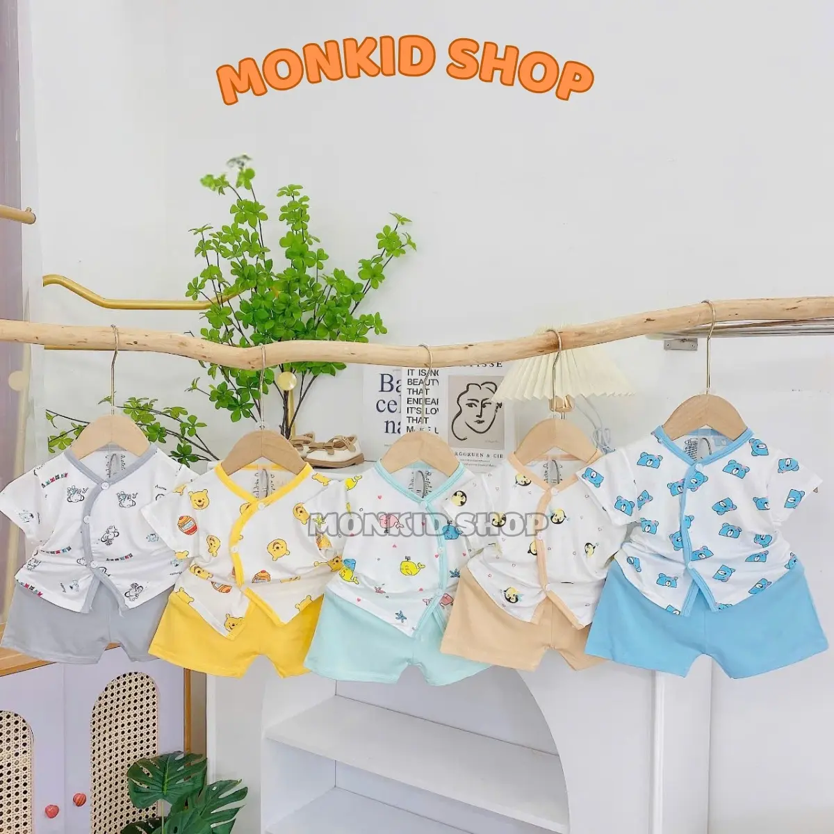 Combo 3/5 bộ quần áo cộc tay TT cho bé sơ sinh, chất liệu vải thun lạnh mềm, mát, thấm hút mồ hôi