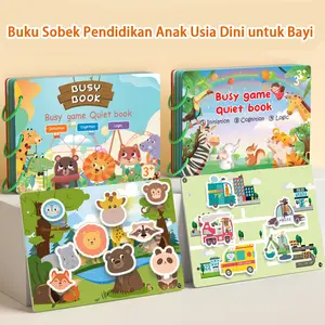 Buku Tenang Anak-anak Aktivitas Tempel Interaktif dengan Velcro untuk Bayi Edukasi
