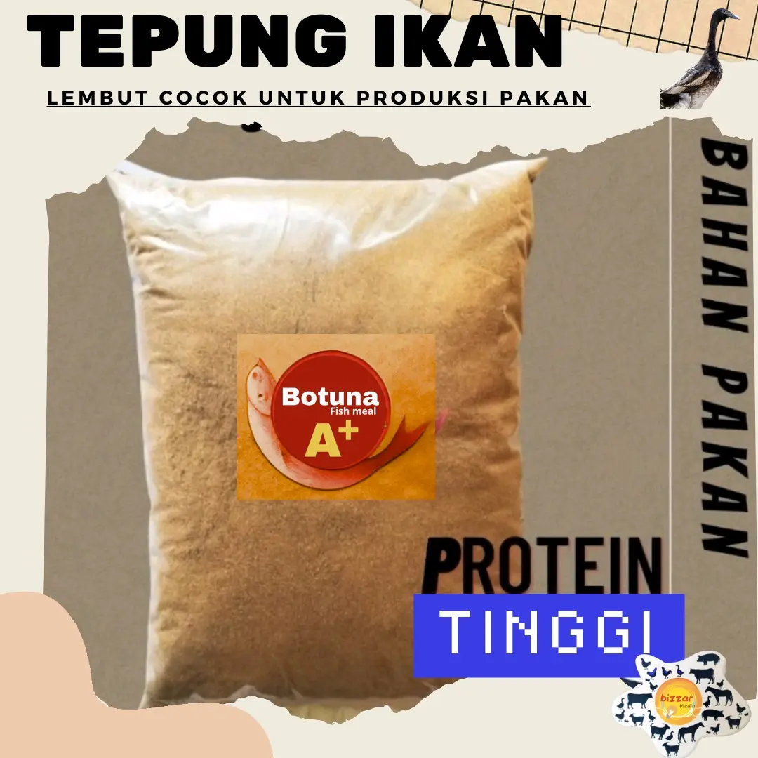 Tepung Ikan 1kg BOTUNA Super Lembut Cocok untuk Pembuatan Pakan Pelet Ikan dan Campuran Pakan Ternak Lainya