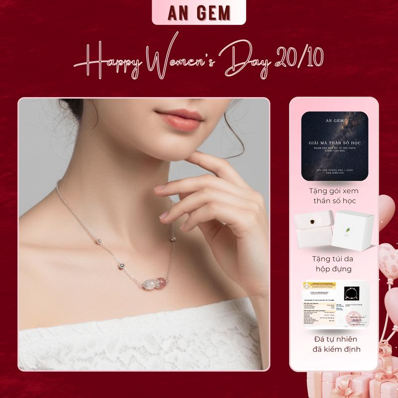 Dây chuyền nữ đá tự nhiên Duo Light, vòng cổ nữ phối đá năng lượng phong thuỷ phong cách tối giản phụ kiện vòng tay nữ An Gem quà tặng sinh nhật giáng sinh Noel Tết Valentine