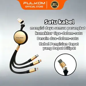 FULKOM Kabel Data FK645 3-in-1 Dual Input USB & Type-C to Lightning/Micro/Type-C - Kabel Cas Universal Fast Charging