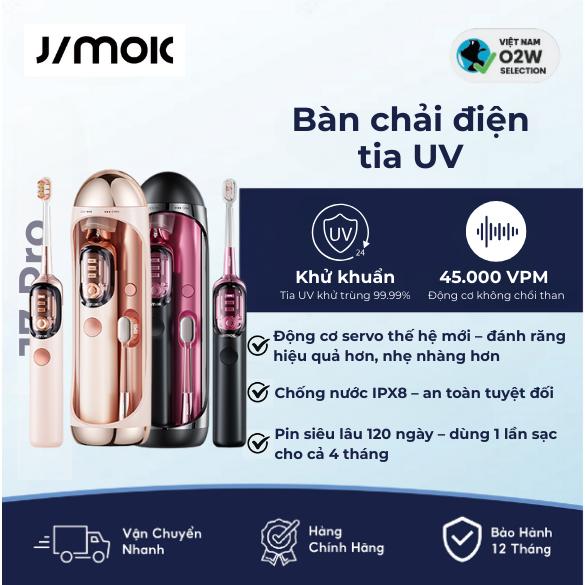 SIÊU SALE Bàn chải điện JIMOK J7 Pro Hộp đựng có sạc có đèn UV khử khuẩn 99.9% 4 chế độ làm sạch Chống nước IPX8 - Chính hãng bảo hành 12 tháng