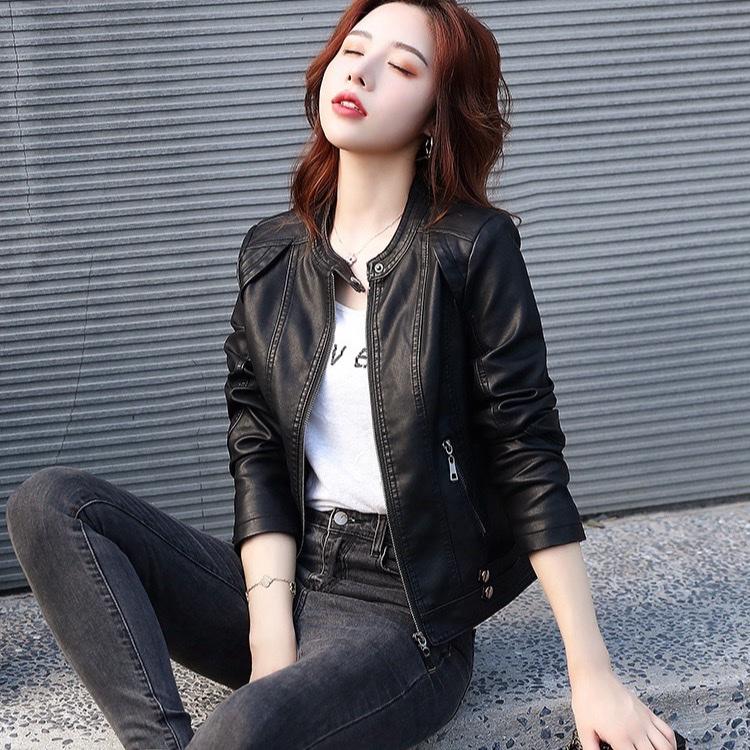  Áo khoác da nữ cổ tàu Quảng Châu mẫu mới nhất 