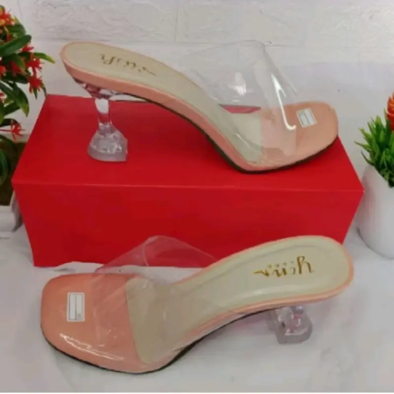 sendal high heels hak kaca 7cm sendal wanita koko mika bening setileeto Sandal 7