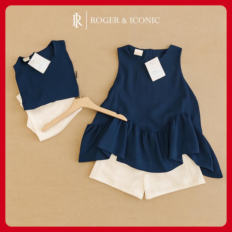 Set Bộ Đũi Nữ Babydoll Sang Chảnh Vải Đũi Xinh Xắn, Set Đồ Nữ Đẹp Chất Đũi Mát, Kiểu Dáng Peplum Dễ Thương