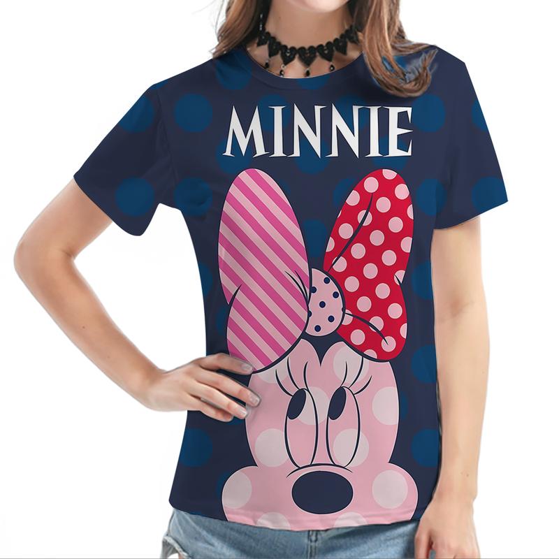 Mickey Mouse and Minnie Mouse T-shirts for Women, Kawaii T-shirts for Women, Round Neck T-shirts for Women, Casual Tops for Girls, New Fashion 2025 2