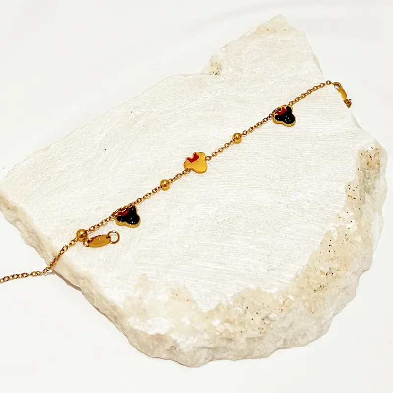 Harlettcloset - [MICKEY MOUSE] Gelang Titanium Mickey Mouse Gold Perhiasan Anti Karat / Aksesoris Korea / Gelang Fashion 1