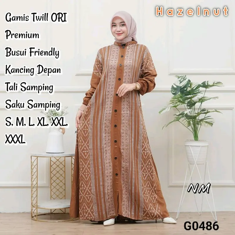 Gamis twill original kancing susun cantika cap malaman wanita dewasa muslim 1