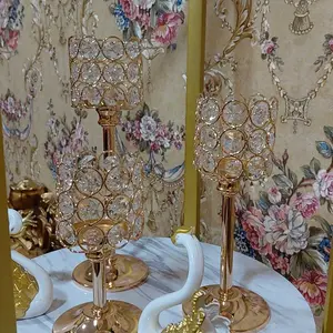 【Beli satu gratis dua】Tempat Lilin Logam Tempat Lilin Kristal Meja Kopi Hiasan Tengah Tempat Lilin Pernikahan Natal Dekorasi Rumah