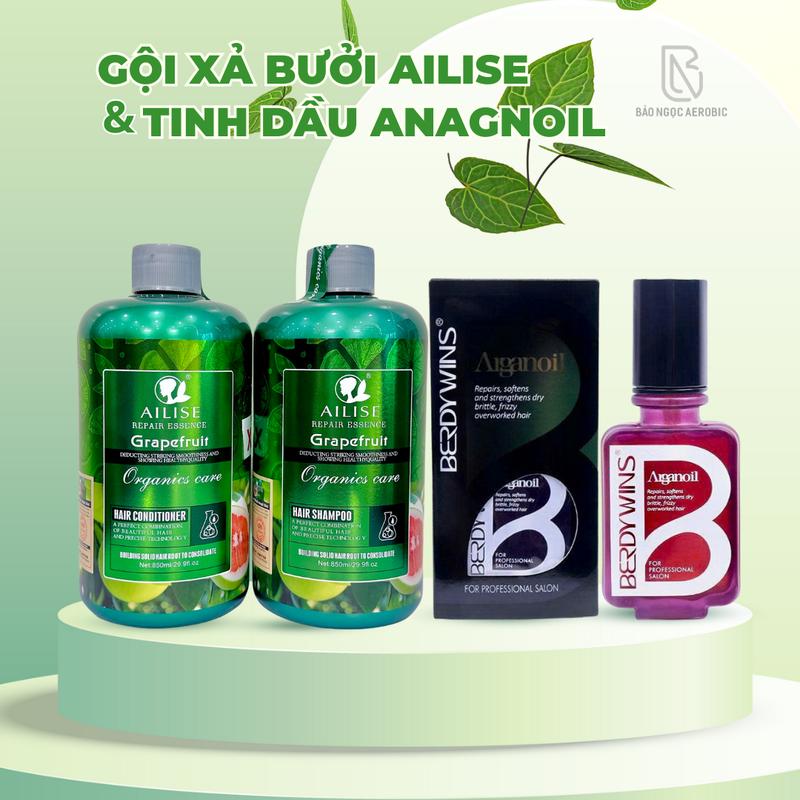 LT - AILISE - CẶP DẦU GỘI XẢ BƯỞI  TẶNG 1 TINH DẦU DƯỠNG TÓC ARGAN OIL 50ML- Chăm Sóc Tóc