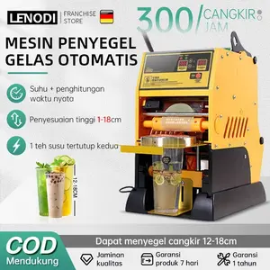 LENODI  Mesin Penyegel Cangkir Teh Susu Tampilan Digital Peralatan Toko Teh Susu Sepenuhnya Otomatis Komersial Berbagai Bahan Bisa Disegel Berlaku Untuk Beberapa Kaliber Rol Film Otomatis Dengan Tampilan Suhu Mesin Penyegel Teh Susu